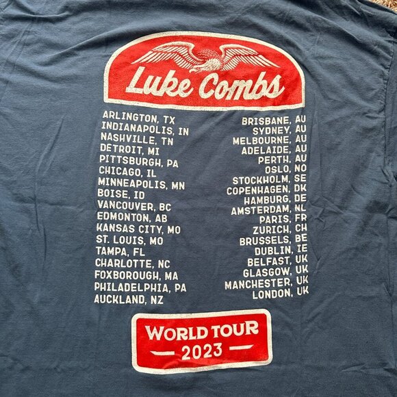 Luke Combs Wings World Tour 2023 Blue T-Shirt Unisex/Men’s Size 3X Band Tee - Picture 10 of 16